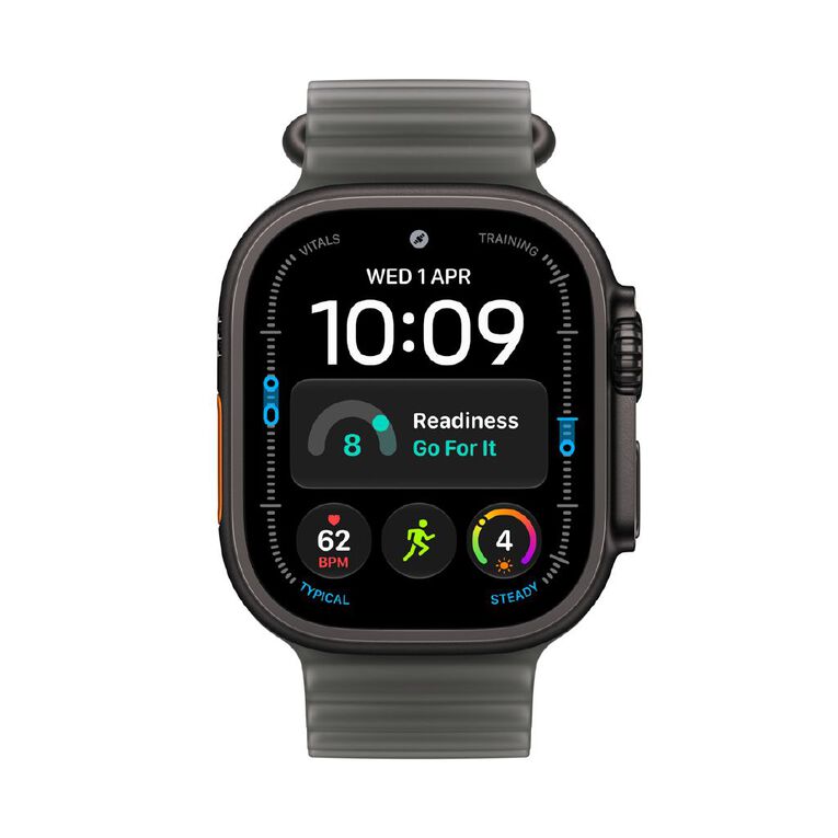 Apple Watch Ultra 4 Cellular 49mm Black Titanium Case with Translucent Black Ocean Band, , hi-res