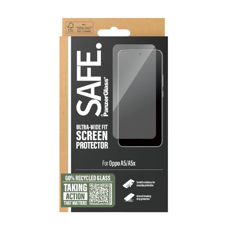 PanzerGlass (SAFE by Panzer) UltraWide Fit Screen Protector for Oppo A5 & A5x, , hi-res