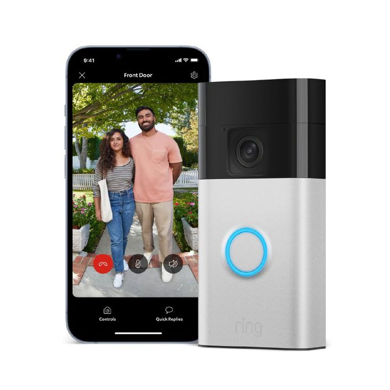 Ring Battery Video Doorbell + Chime - Satin Nickel, , hi-res
