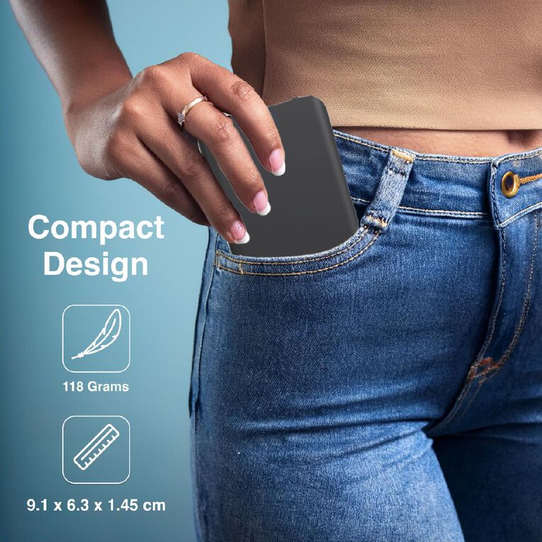 Laser 5000mAh Power Bank with Battery Indicator - Charcoal, , hi-res