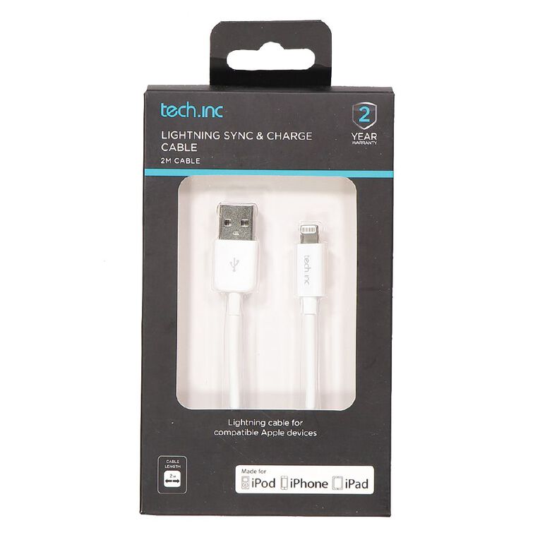 Tech.Inc Lightning Cable 2m White, , hi-res