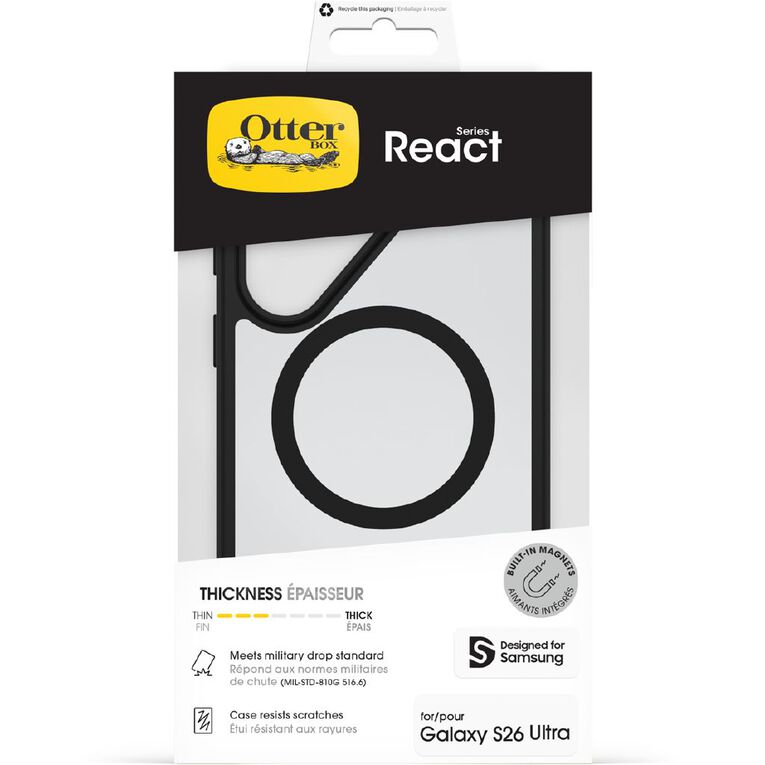 OtterBox React with Magnets Samsung Galaxy S26 Ultra Case - Black Crystal, , hi-res