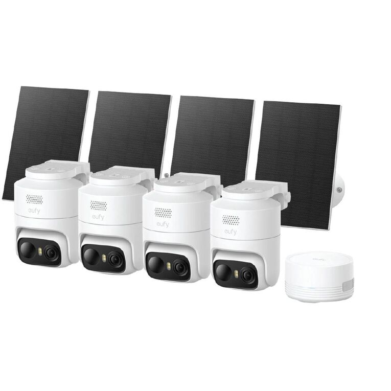 Eufy EufyCam C37 4 Pack 2K Pan & Tilt Security Camera With Solar Panel, , hi-res