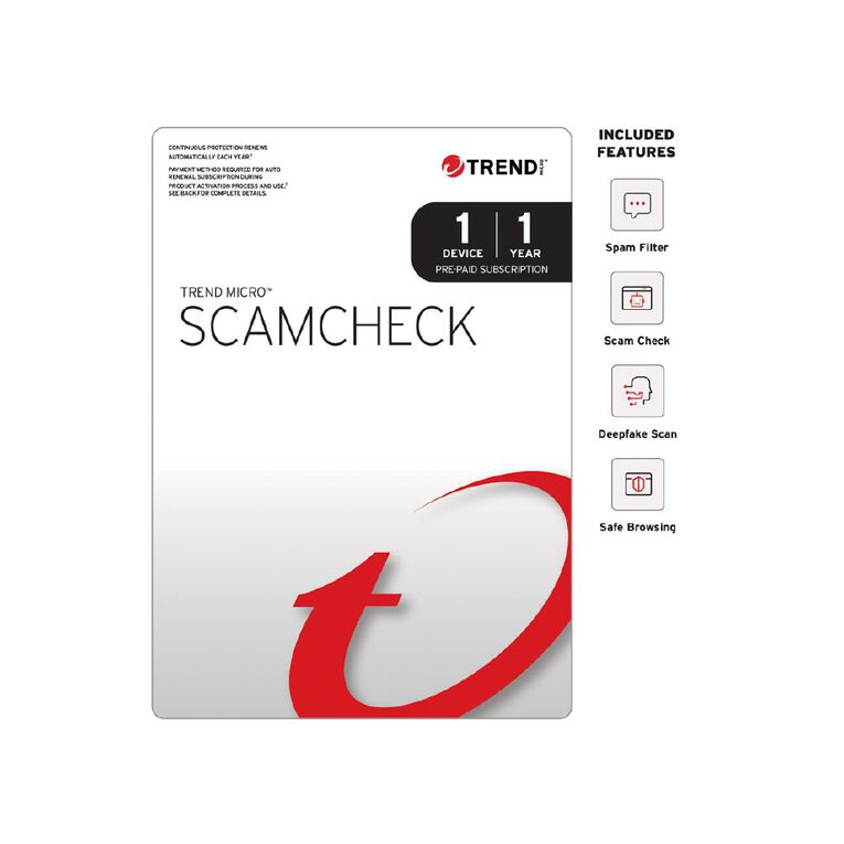 Trend Micro ScamCheck 1 Device, 1 Year, , hi-res