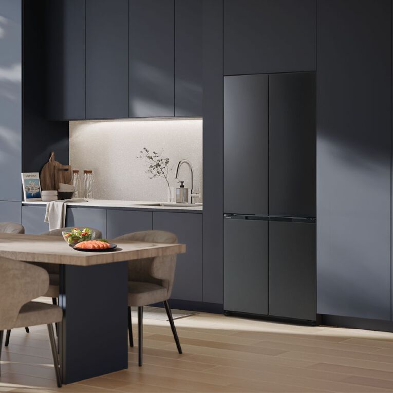 Panasonic 445L Flush Fit Quad Door Fridge Freezer - Black, , hi-res