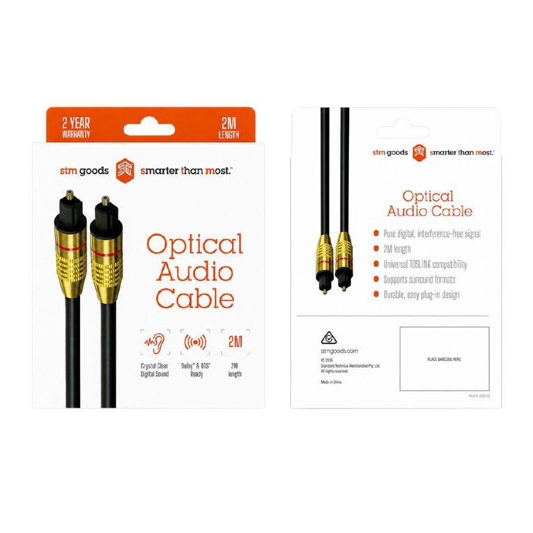 STM Optical Cable, 2m - Black, , hi-res