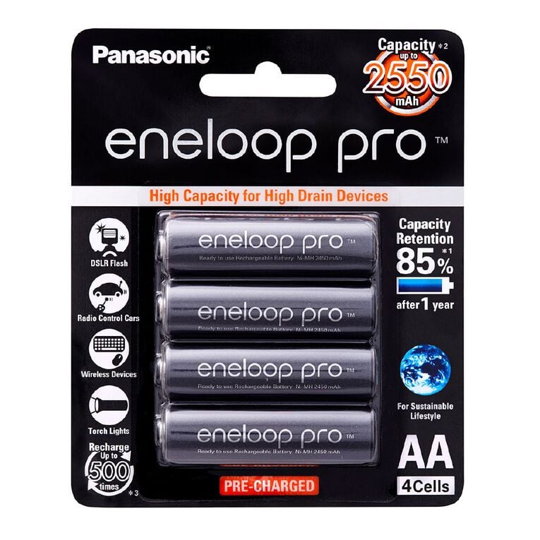 Panasonic Eneloop Pro AA Size Rechargeable Batteries 4 Pack, , hi-res