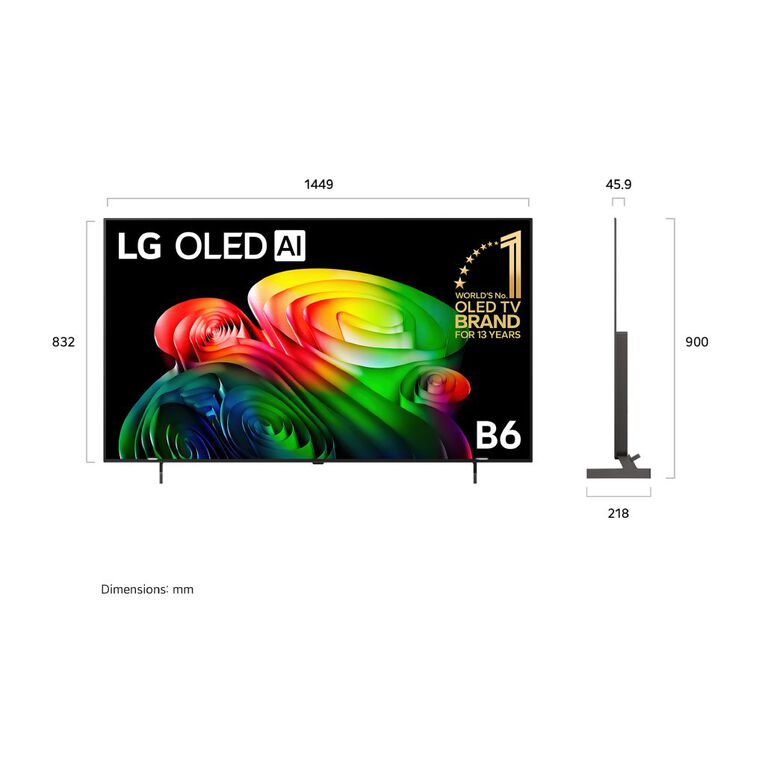 LG 65 Inch B6 AI 4K OLED Smart TV, , hi-res