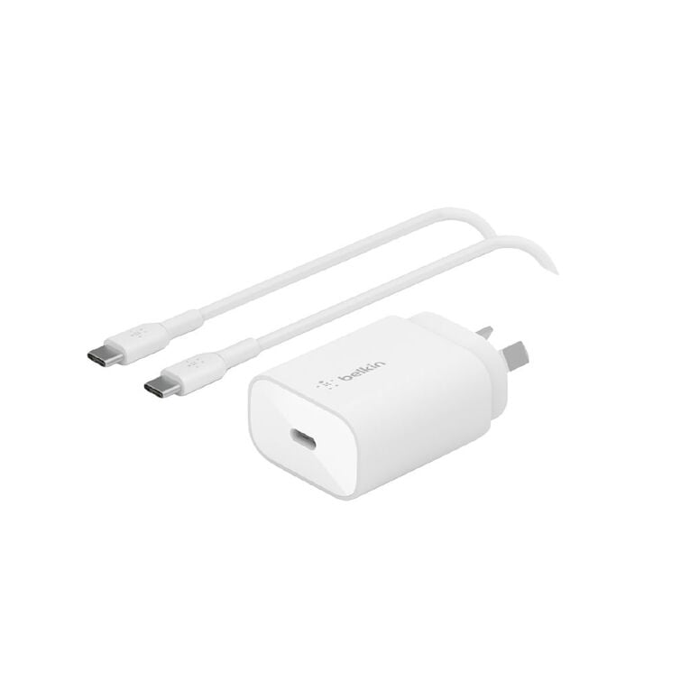 Belkin 25W PPS USB-C PD Wall Charger with 1M USB-C to USB-C PVC cable - White, , hi-res