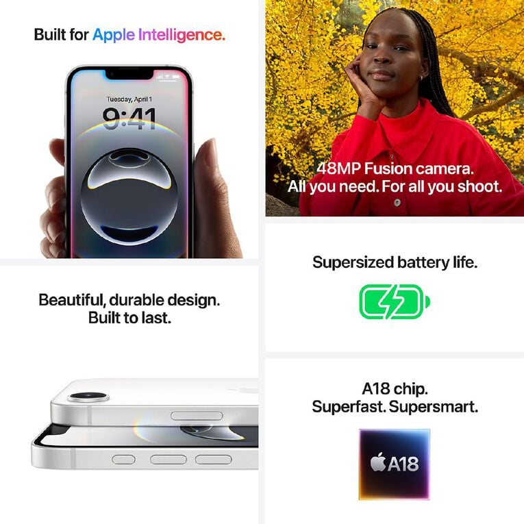 Apple iPhone 16e 128GB White, , hi-res