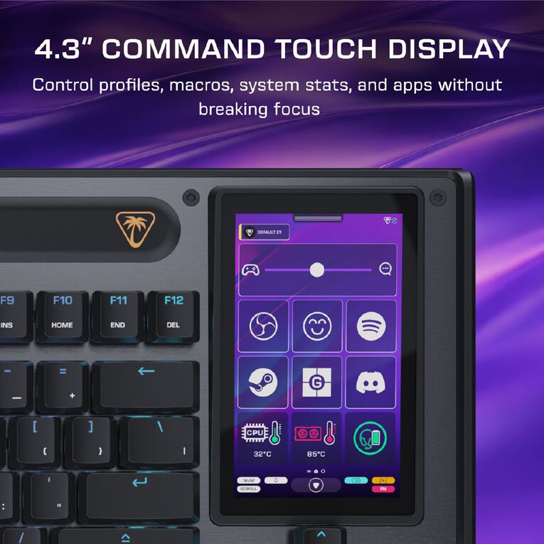 Turtle Beach Command KB7 Touchscreen Hall-Effect RGB TKL Wired Gaming Keyboard, , hi-res