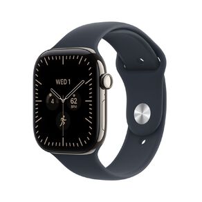 Apple Watch Series 12 Cellular 46mm Natural Titanium Case with Navy Blue Sport Band M/L