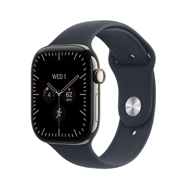Apple Watch Series 12 Cellular 46mm Natural Titanium Case with Navy Blue Sport Band M/L, , hi-res