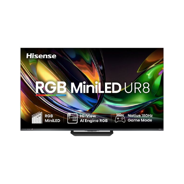 Hisense 75 Inch UR8SNZ RGB-MiniLED 4K QLED 180Hz TV, , hi-res