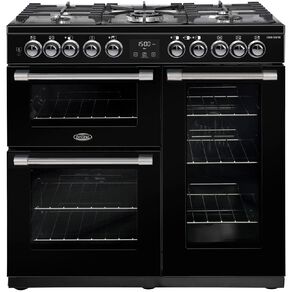 Belling 90cm Dual Fuel Freestanding Oven with 5 Burner Gas Cooktop - Black