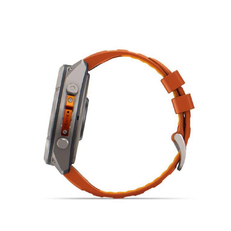 Garmin Fenix 9 Pro 51mm AMOLED - Titanium With Autumn Orange/Spark Orange Silicone Band, , hi-res