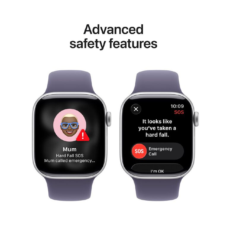 Apple Watch Series 11 Cellular 42mm Silver Aluminium Case with Purple Fog Sport Band S/M, , hi-res