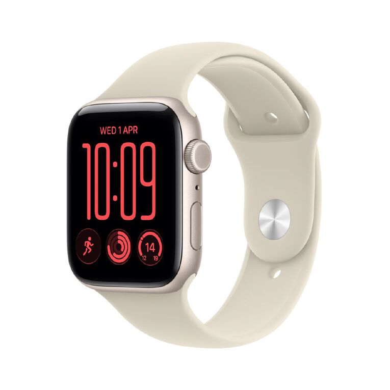 Apple Watch SE 3 Cellular 44mm Starlight Aluminium Case with Sand Sport Band M/L, , hi-res