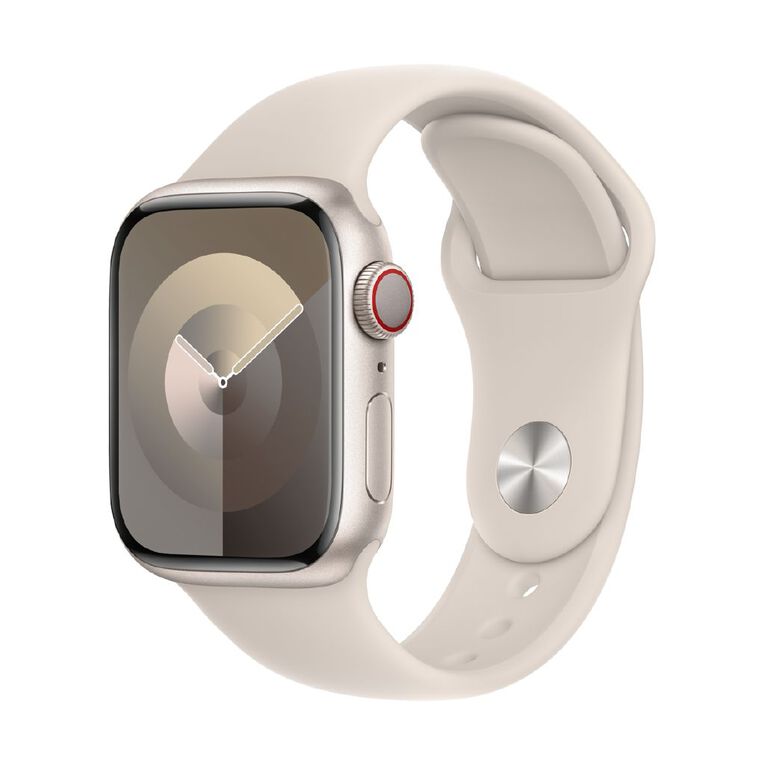 Apple Watch S9 GPS + Cellular 41mm Starlight Aluminium Case with Starlight Sport Band - M/L, , hi-res