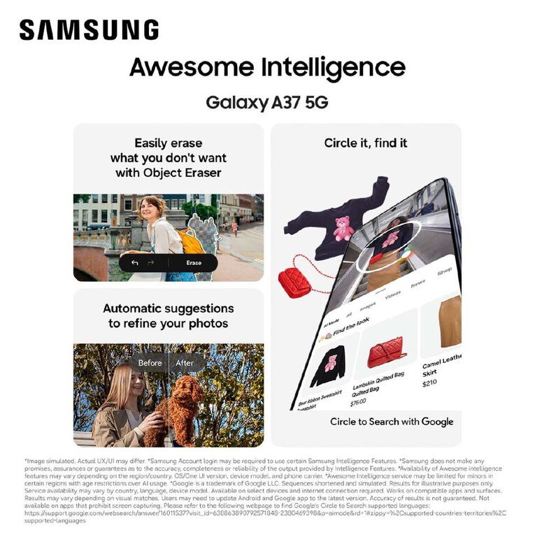 Samsung Galaxy A37 5G 128GB - Awesome White, , hi-res