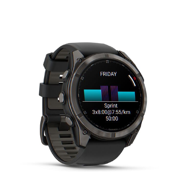 Garmin Fenix 8 Pro, 51mm, AMOLED, Sapphire, Carbon Grey DLC Titanium With Black/Pebble Grey Silicone Band, , hi-res