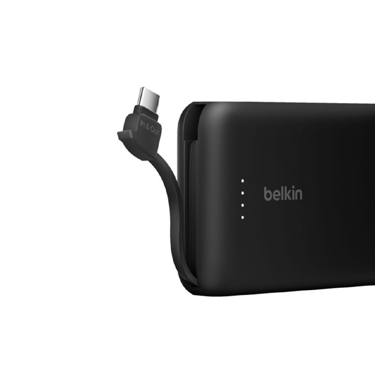 Belkin BoostCharge Power Bank 10K with Integrated Cable - Black, , hi-res