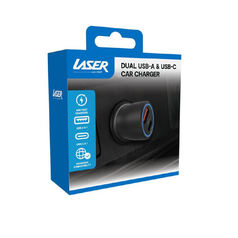 Laser 48W Dual USB-A & USB-C Car Charger, , hi-res