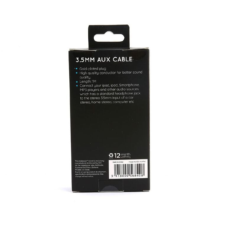 Endeavour 3.5mm AUX Cable White - 1m, , hi-res
