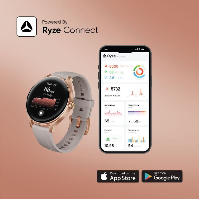 Ryze Flex Gen-2 Smart Watch Pink + Stone, , hi-res
