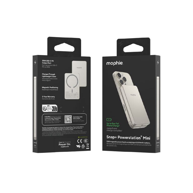 Mophie Snap+ Powerstation Mini 5K Mag - White Titanium, , hi-res