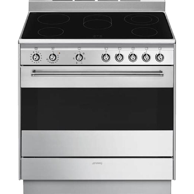 Smeg 90Cm Stainless Steel Freestanding Oven With Ceramic Cooktop, , hi-res