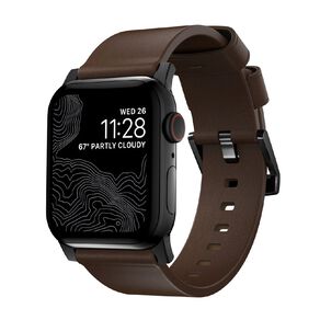 Nomad Modern Band for Apple Watch (42 / 44-46 / 49mm / ULTRA) - Rustic Brown Horween / Black Hardware