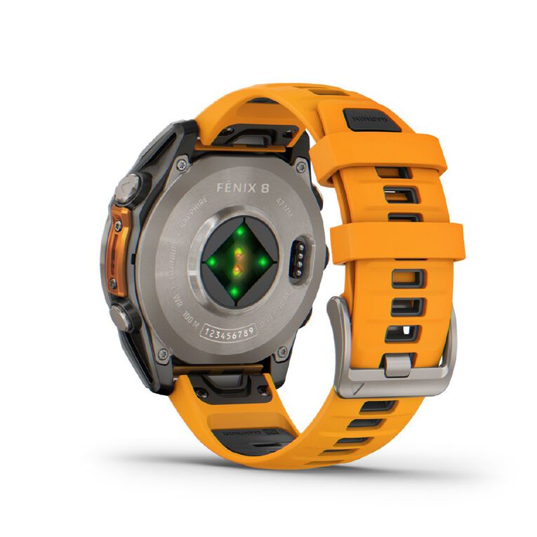 Garmin Fenix 8 47mm Sapphire AMOLED - Titanium with Spark Orange Graphite Band, , hi-res