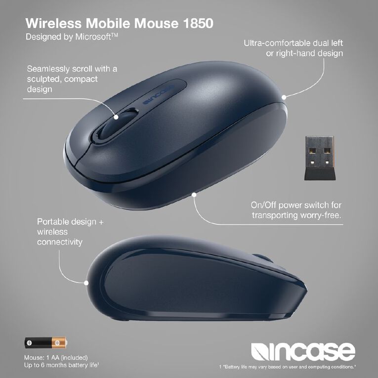 Incase (Designed by Microsoft) Wireless Mobile Mouse 1850 - Wool Blue, , hi-res
