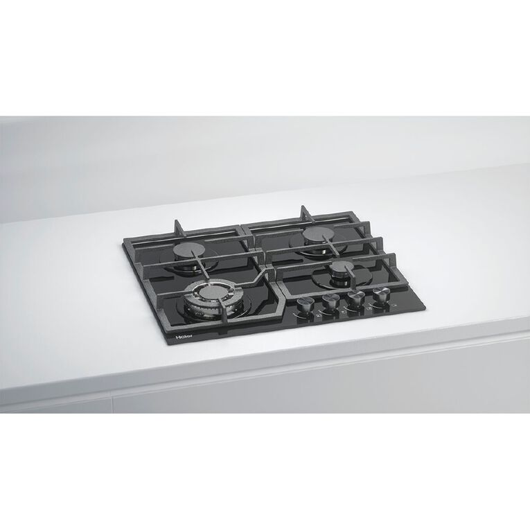 Haier 60cm 4-Burner Gas Cooktop - Black Glass, , hi-res