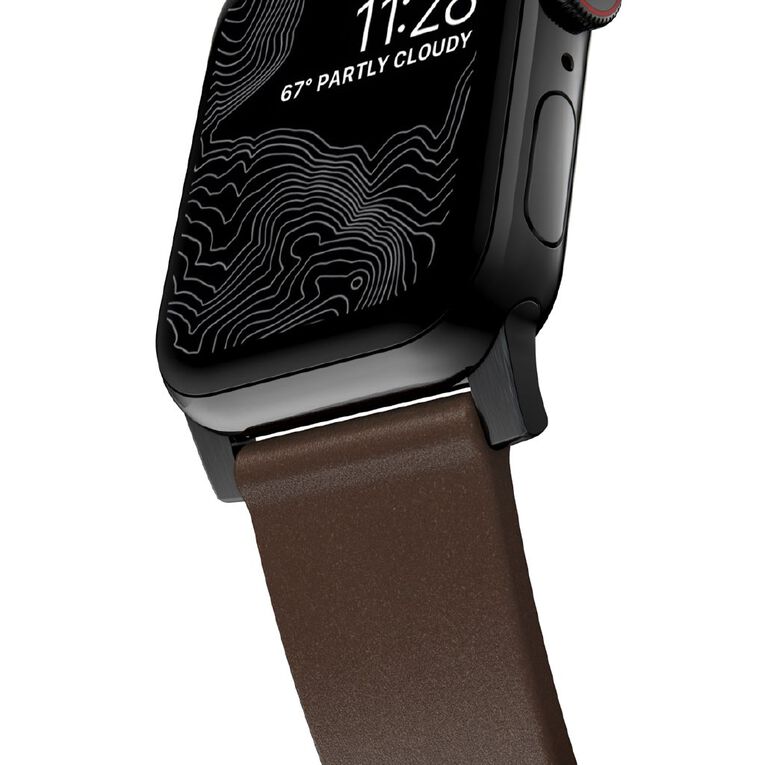 Nomad Modern Band for Apple Watch (42 / 44-46 / 49mm / ULTRA) - Rustic Brown Horween / Black Hardware, , hi-res