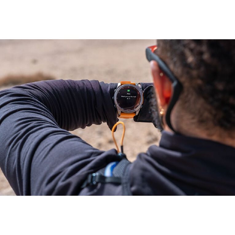 Garmin Fenix 8 47mm Sapphire AMOLED - Titanium with Spark Orange Graphite Band, , hi-res