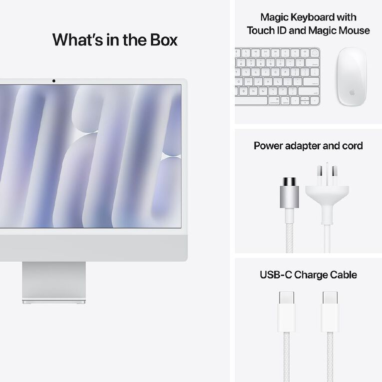 Apple iMac (M4) 24-inch 4.5K Retina 16GB/512GB SSD 10 Core CPU and GPU  - Silver, , hi-res