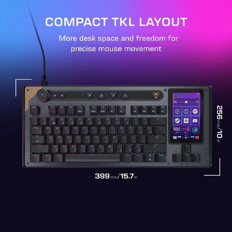 Turtle Beach Command KB7 Touchscreen Hall-Effect RGB TKL Wired Gaming Keyboard, , hi-res