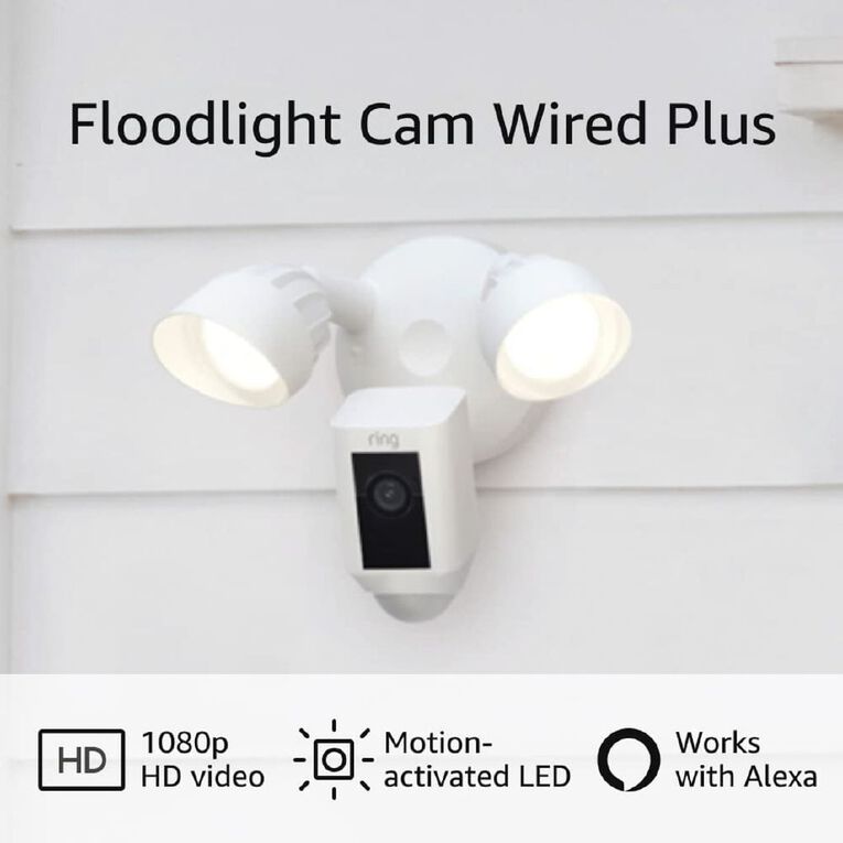 Ring Floodlight Camera Wired Plus Security Camera, , hi-res