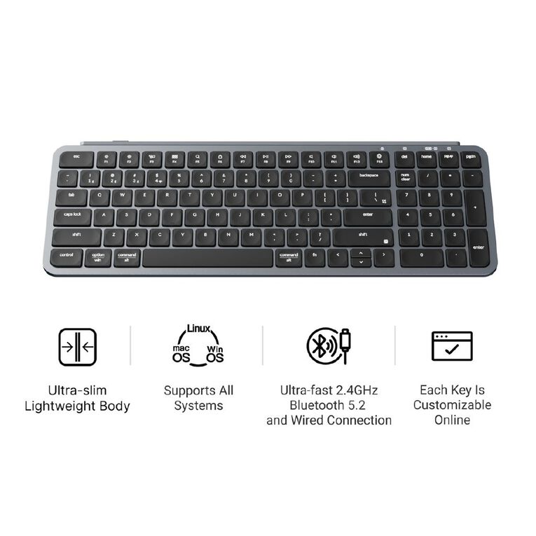 Keychron B2 Pro Ultra-Slim Wireless Keyboard - Space Gray, , hi-res