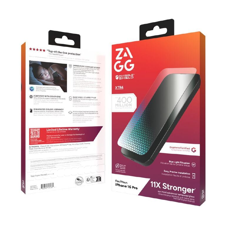 Zagg InvisibleShield Glass XTR4 Screen Protector for iPhone 16 Pro, , hi-res