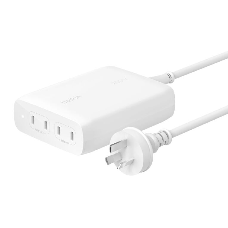 Belkin BoostCharge Pro 200W 4-Port USB-C Charger GaN (140 + 60W) - White, , hi-res