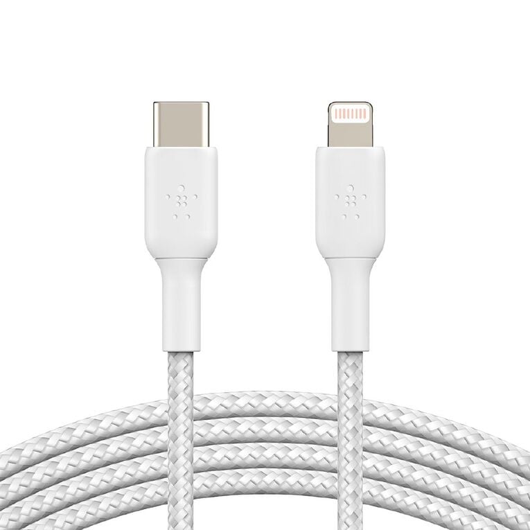 Belkin BoostUp Charge USB-C To Lightning Braided Cable 1m - White, , hi-res