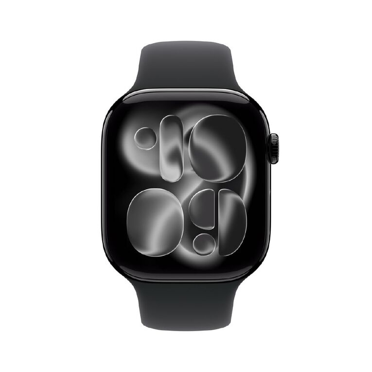 Apple Watch Series 11 GPS 46mm Jet Black Aluminium Case with Black Sport Band M/L, , hi-res