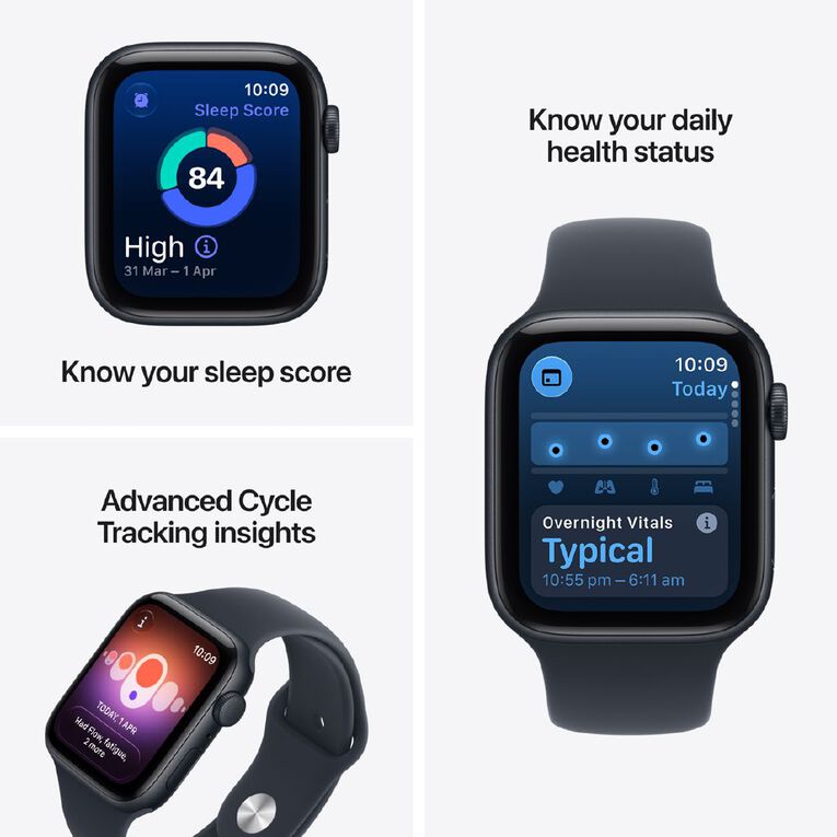 Apple Watch SE 3 GPS 44mm Starlight Aluminium Case with Sand Sport Band S/M, , hi-res