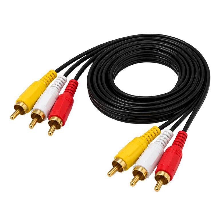 STM 3 RCA (Male) to 3 RCA (Male) Plug - Black, , hi-res