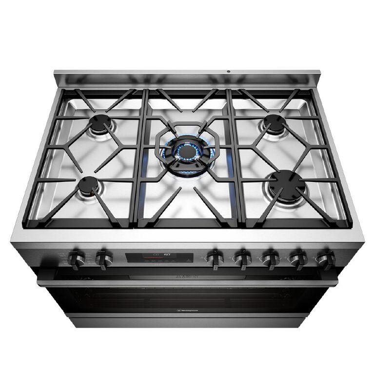 Westinghouse 90cm Dual Freestanding Oven with 5 Burner Gas Cooktop