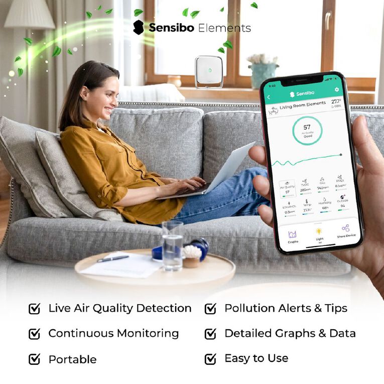 SENSIBO Elements Wifi Indoor Air Quality Monitor Noel Leeming