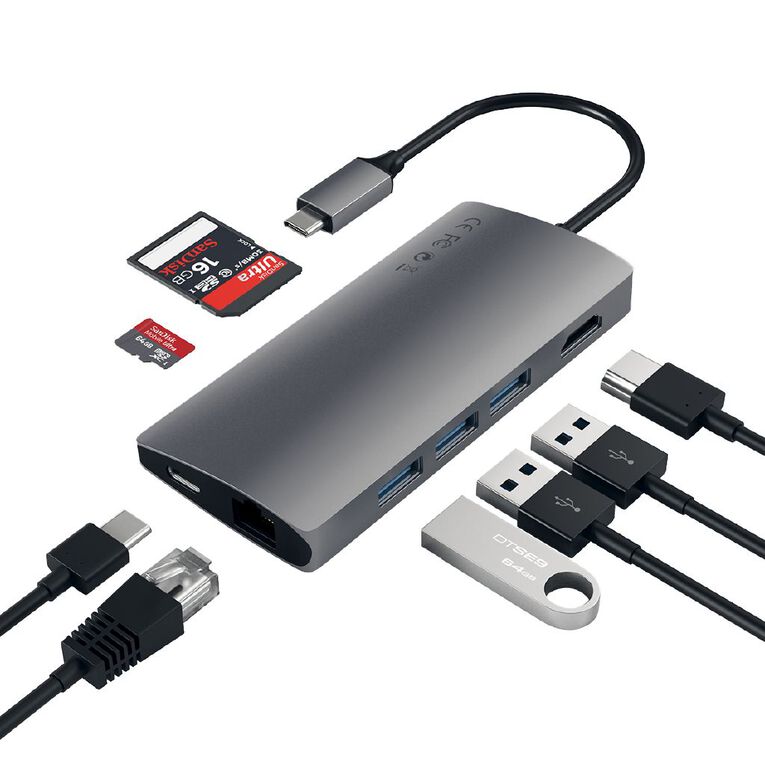 SATECHI USB-C Multi-Port Adapter 4K Ethernet V2 - Space Grey, , hi-res